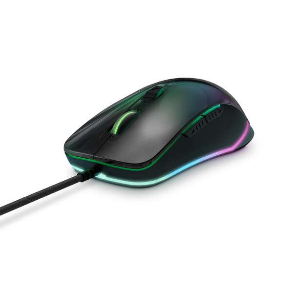 Mouse da gioco Energy Sistem ESG M3 Neon - Effetto specchio - Cavo USB intrecciato - Luce LED RGB - 7200 dpi - Colore nero