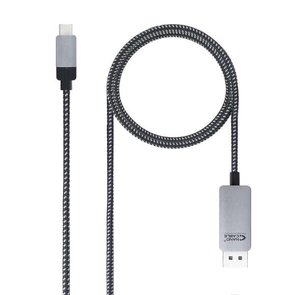 Nanocable 10.15.5002 cavo e adattatore video 1,8 m USB tipo-C DisplayPort Alluminio, Nero