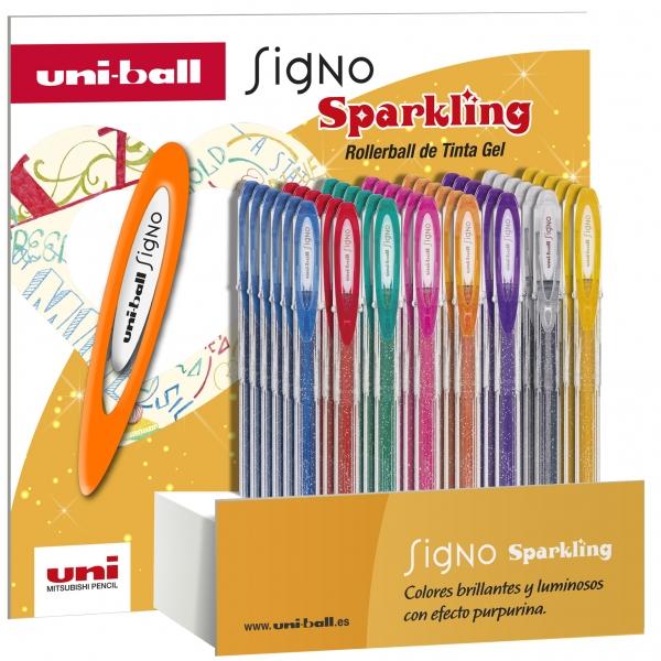 Uni-ball Signo Sparkling - Espositore UM-120SP 48P 1,0 mm - Punta in acciaio inox, sfera in carburo di tungsteno da 1,0 mm, cor