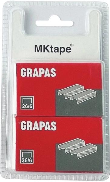 Mktape Confezione da 2 scatole da 500 Graffette N° 26/6 Zincate