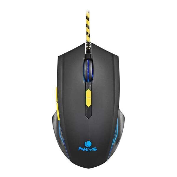 Mouse da gioco cablato NGS GMX-123 - 800/1200/2400/3200 dpi - Luce LED - 6 pulsanti - Cavo da 1,8 m - Colore nero