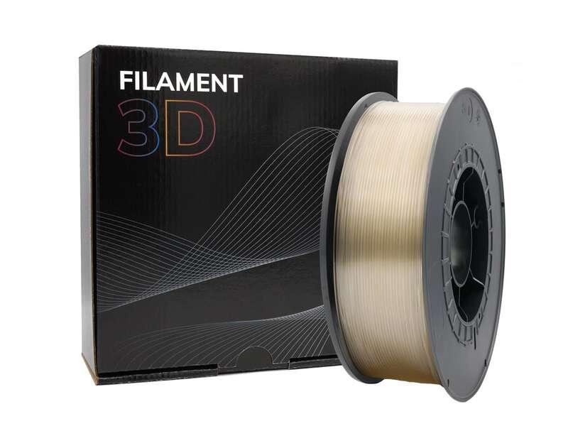 Filamento 3D PETG - Diametro 1,75 mm - Bobina da 1 kg - Colore trasparente