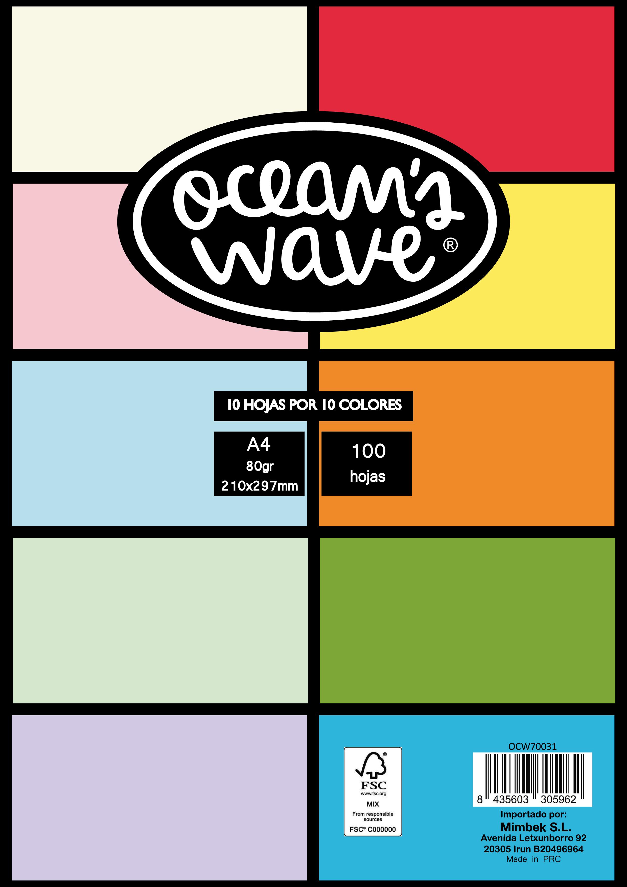 Oceans Wave Confezione da 100 nebbie colorate A4 80gr - Colori circondati