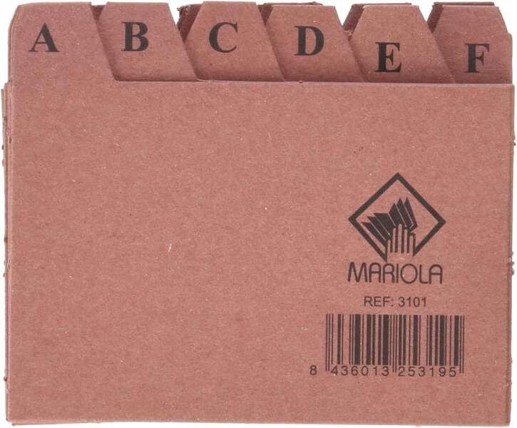 Mariola Indice A-Z Nº1 per cartella - Misure 95x65mm - Colore Marrone