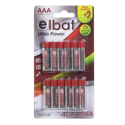 Confezione Elbat da 12 batterie alcaline LR03/AAA