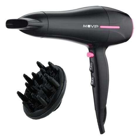 Asciugatrice per capelli muvip 2200w - motore a cc - 2 velocità e 3 temperature - pulsante de aria fredda - gancio sospeso