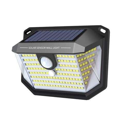 Elbat Applique LED 150lm con 3 luci di illuminazione - Sensore di movimento - Pannello solare integrato 5,5 V, 0,33 W - Batteri