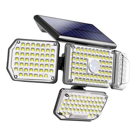 Focus solare Elbat Quadruplo con sensore LED 430lm - Sensore di movimento 3 - 5 m Pannello solare integrato 5,5 V, 1,5 W - Batt