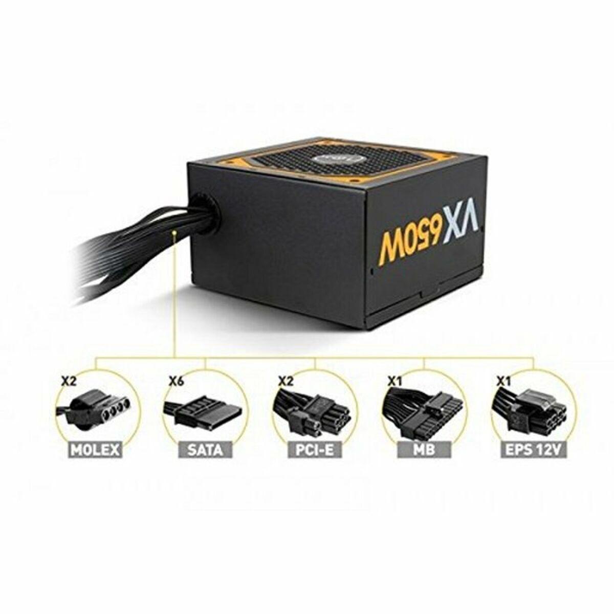 NOX Urano VX 650W 80 Plus Bronze Food Fonte 650W ATX 12V - PFC attivo - PWM silenzioso 120mm