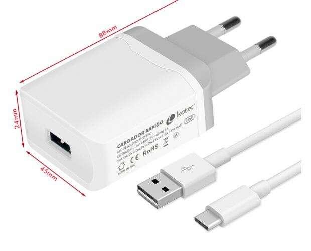 Caricabatterie LEotec USB-A/USB-C da 18 W a ricarica rapida