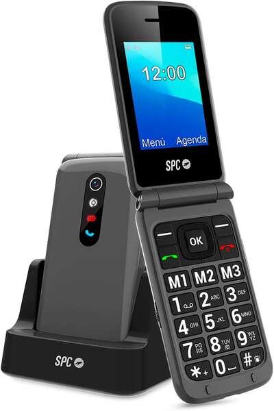 SPC Telefono Mobile Boton SOS - de Tapa para Personas Mayores - Boton de Emergencias - Botones y Teclas Grandes - Ayuda Intelig