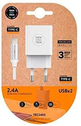 Caricatore a doppia parete TechOnetech + Cavo USB-A su USB-C 1m rivestito in nylon intrecciato