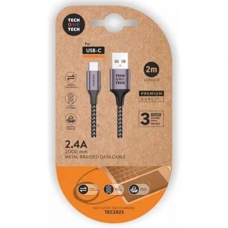 Cavo TechOneTech da USB-A maschio a USB-C maschio da 2 m - rivestito in nylon intrecciato