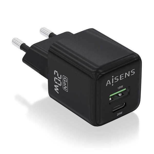 AISENS ASCH-20W2P011-BK Caricabatterie per dispositivi mobili Universale Nero AC Ricarica rapida Interno