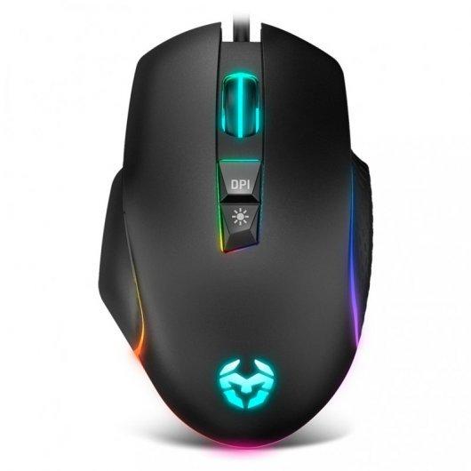 Krom Keos Mouse Gaming USB 6400DPI - 7 Pulsanti configurabili - Luce arcobaleno RGB - Uso colorato a destra - colore nero