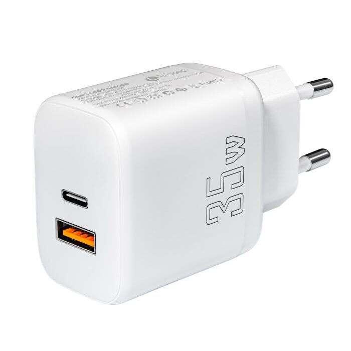 Caricabatterie per smartphone Leotec 35W con porte USB-C PD 3.0 e USB-A - Protezione da sovracorrente e cortocircuito - Colore