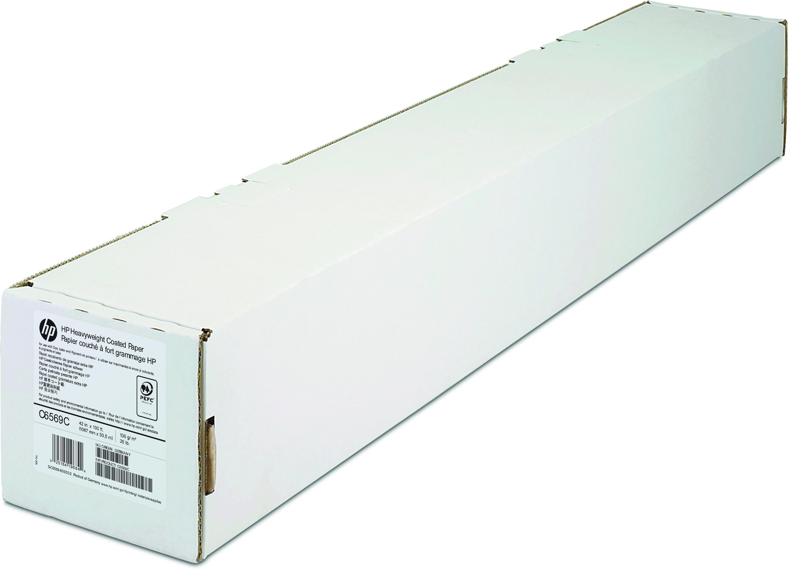 ORIGINAL HP Carta Bianco C6569C Heavyweight Coated Paper 1067 mm x 30.5 m 130 g/m Opaca Fibra di legno