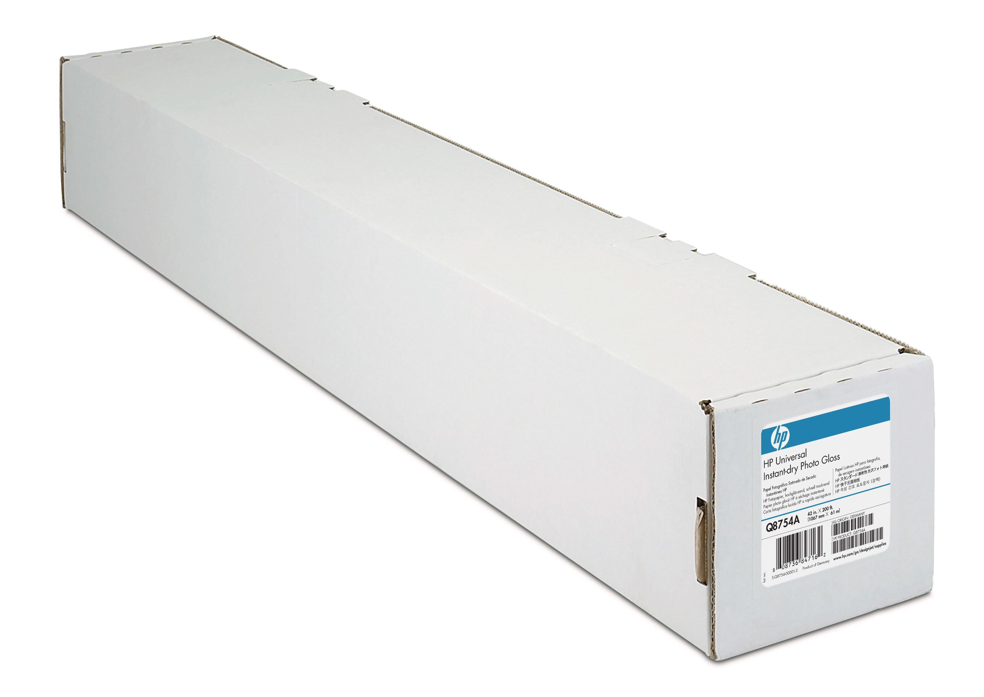 HP Universal Instant-dry Gloss Photo Paper-610 mm x 30.5 m (24 in x 100 ft) carta fotografica Marrone Bianco