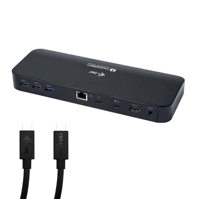 i-tec Thunderbolt 3 Dual 4K Docking Station + USB-C to DP Cable (1,5 m) with Power Delivery 85W + Two TB3 Cables: 150cm & 70cm