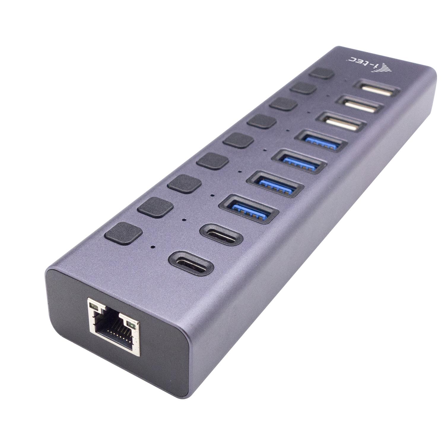 i-tec CACHARGEHUB9LANUK hub di interfaccia USB 2.0 Type-C 5000 Mbit/s Grigio (I-TEC CHARGING HUB 9PORT LAN UK - USB 3.0/USB-C P