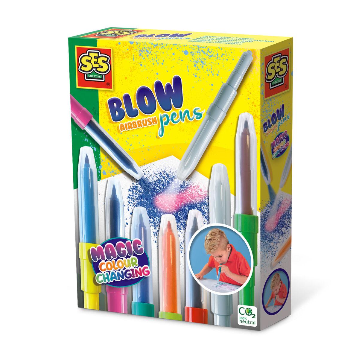 SES CREATIVE Magic Colour Changing Blow Airbrush Pens, Five Years and Above [00283]