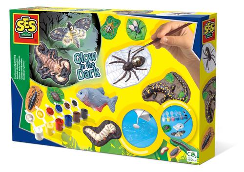 SES Creative Set per modellare e dipingere animali spaventosi fluorescenti al buio per bambini