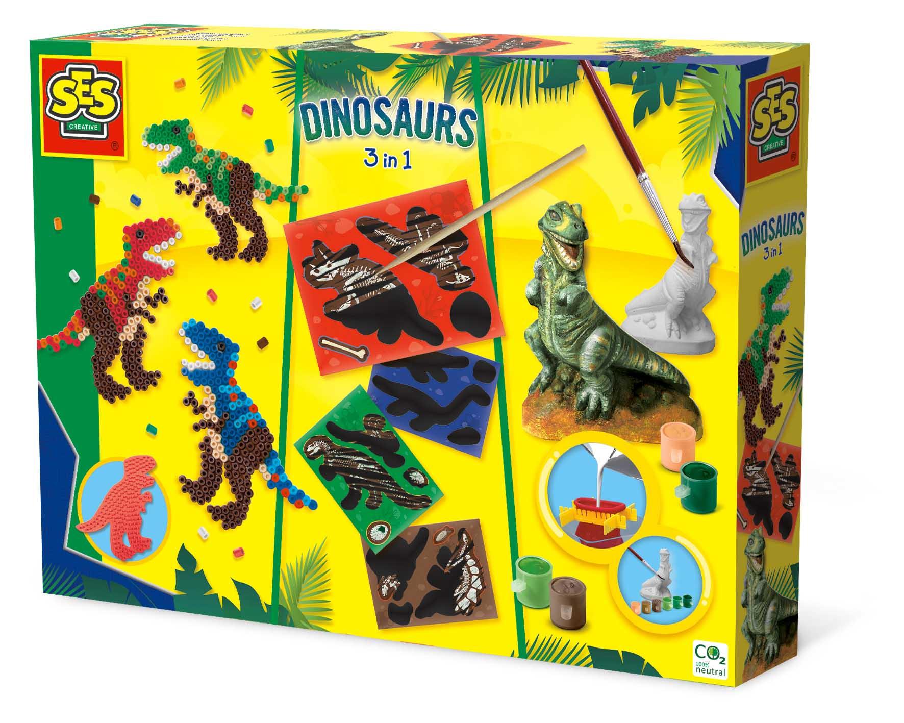 SES CREATIVE Dinosaurs 3-in-1 Craft Set, 5 Years and Above [01409]