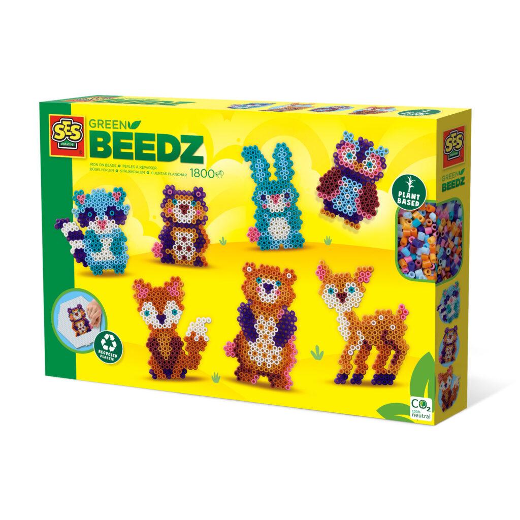 SES Creative Beedz Green - Set di perline da stirare animali della foresta