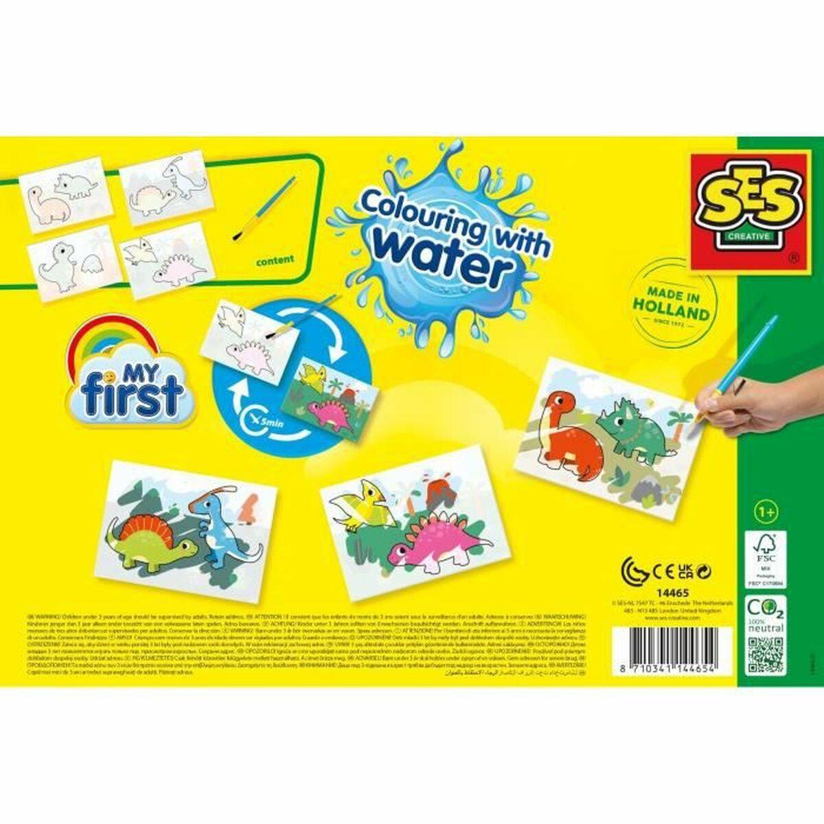 SES CREATIVE Dinos Colouring with Water Painting Set, 1 to 4 Years [14465]