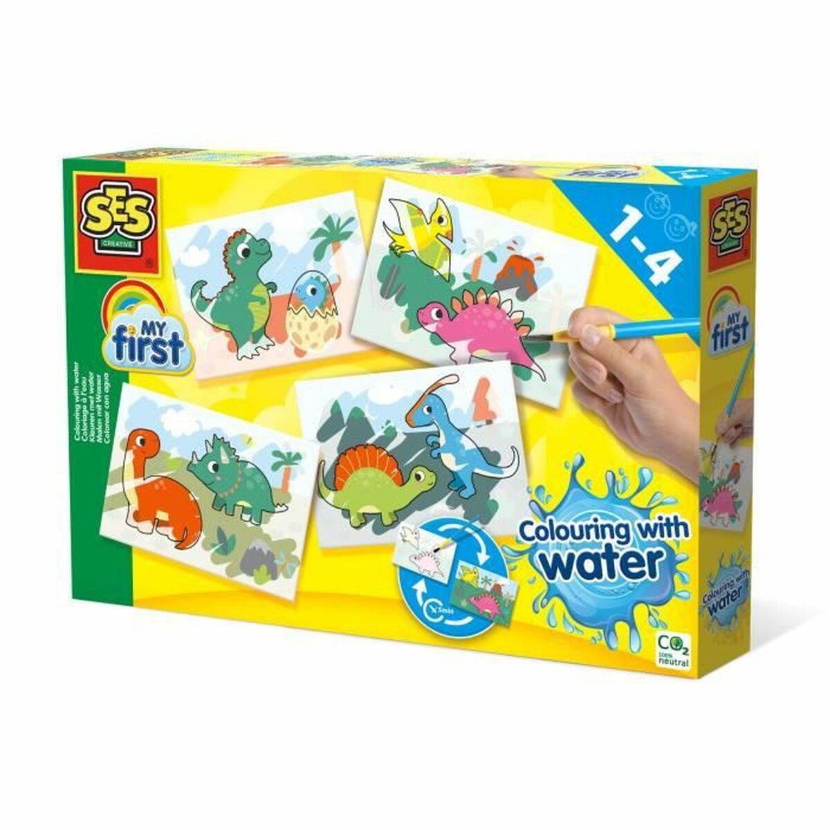 SES CREATIVE Dinos Colouring with Water Painting Set, 1 to 4 Years [14465]