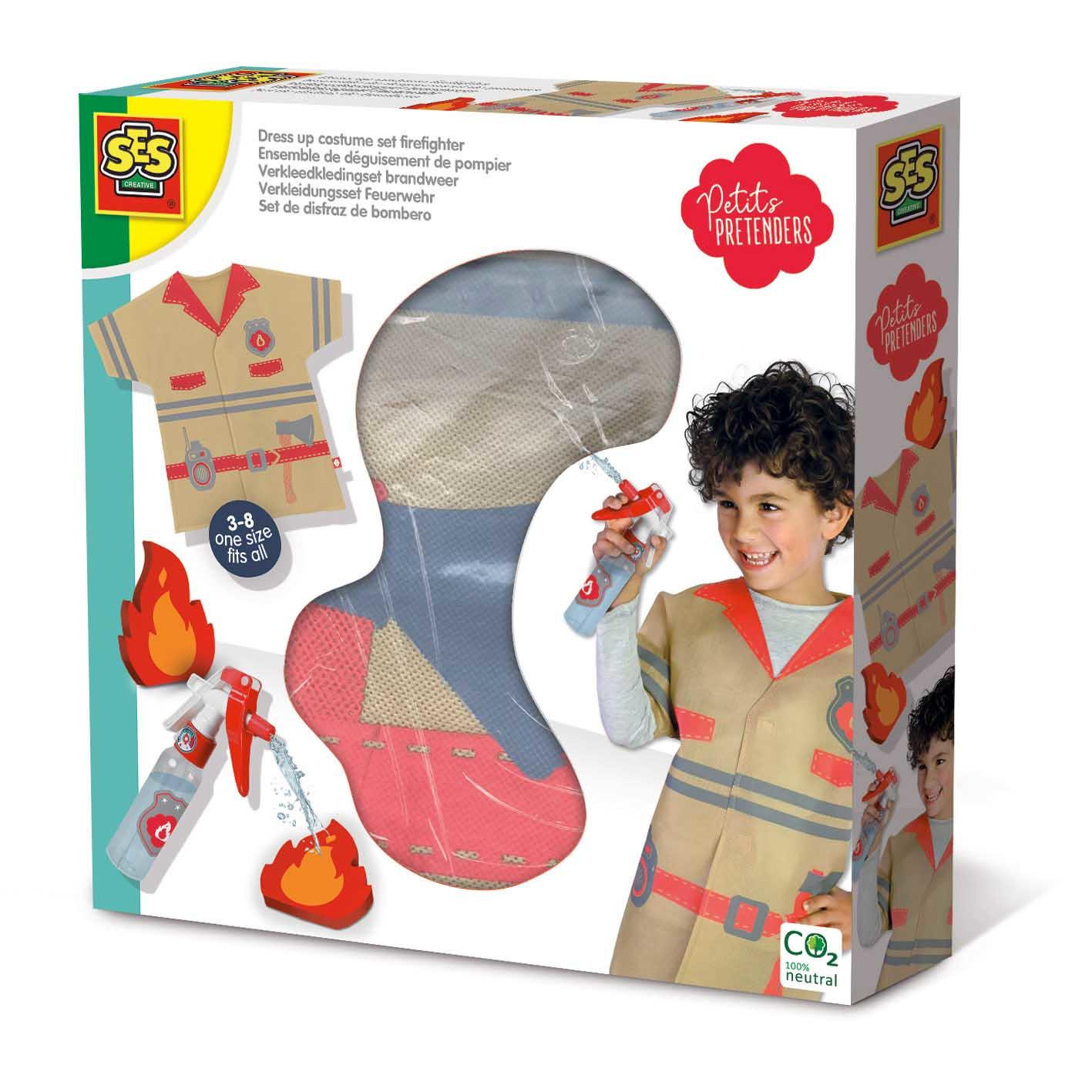 SES CREATIVE Petits Pretenders Firefighter Dress Up Costume Set, 3 Years and Above [18021]