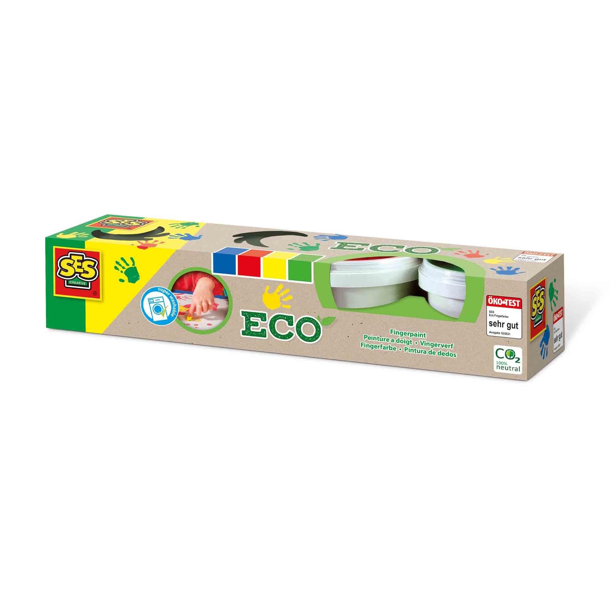 SES Creative Set di quattro vasetti di pittura con le dita Eco per bambini