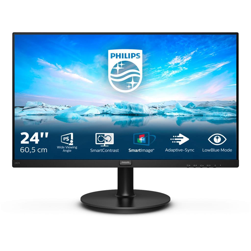 MONITOR PHILIPS LED 23.8" Wide 242V8A/00 IPS 1920x1080 Full HD 4ms 250cd/mÂ² 1.000:1 Mega Infinity DCR 2x2W MM VGA HDMI DP