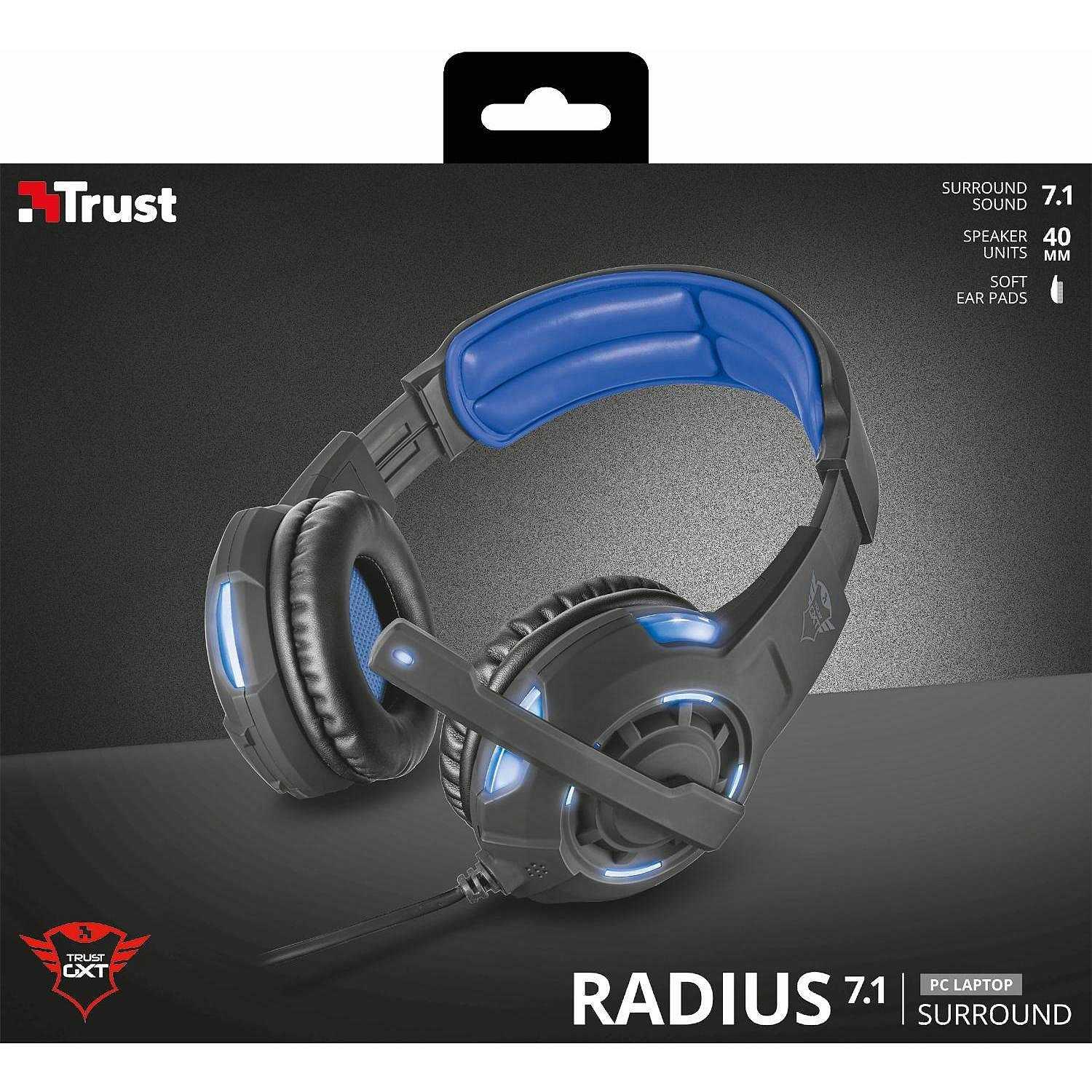 TRUST CUFFIE GXT350 RADIUS GAMING 7.1 PER PC CON MICROFONO 22052