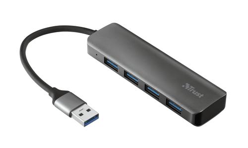 Trust Halyx Aluminium 4-Port USB 3.2 Hub USB 3.2 Gen 1 (3.1 Gen 1) Micro-B Grigio