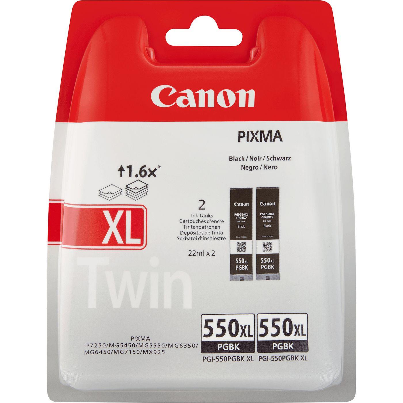 Canon Cartuccia d'inchiostro nero PGI-550BK [confezione doppia] (Canon PGI-550PGBK XL Twin pack - 2 pak)