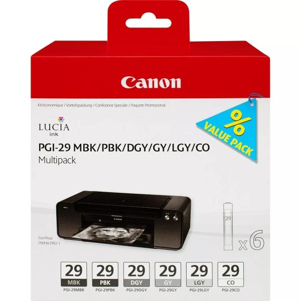 Canon 6 Cartucce d'inchiostro Multipack PGI-29 MBK/PBK/DGY/GY/LGY/CO