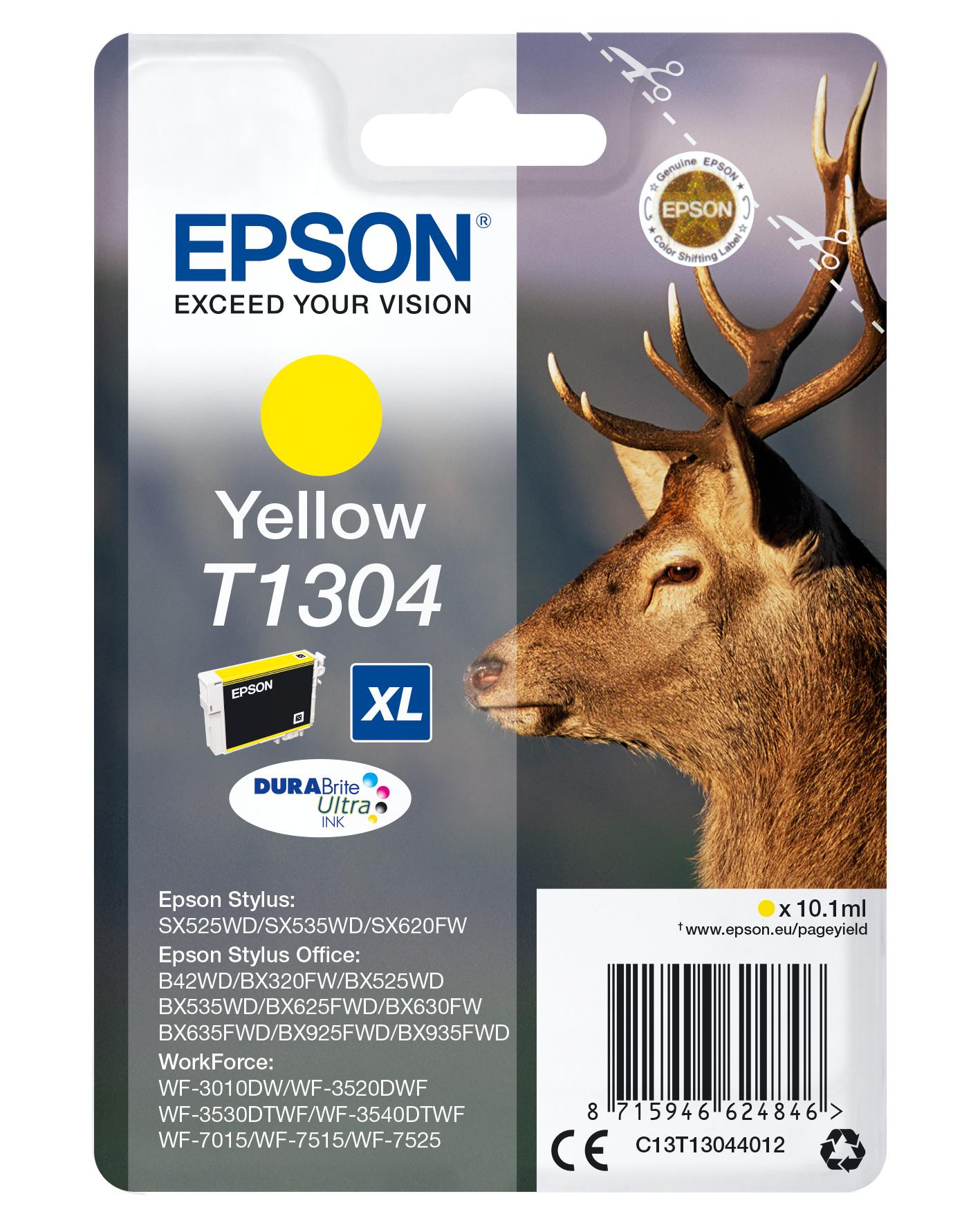 ORIGINAL Epson Cartuccia d'inchiostro giallo C13T13044012 T1304 XL 755 Seiten 101ml