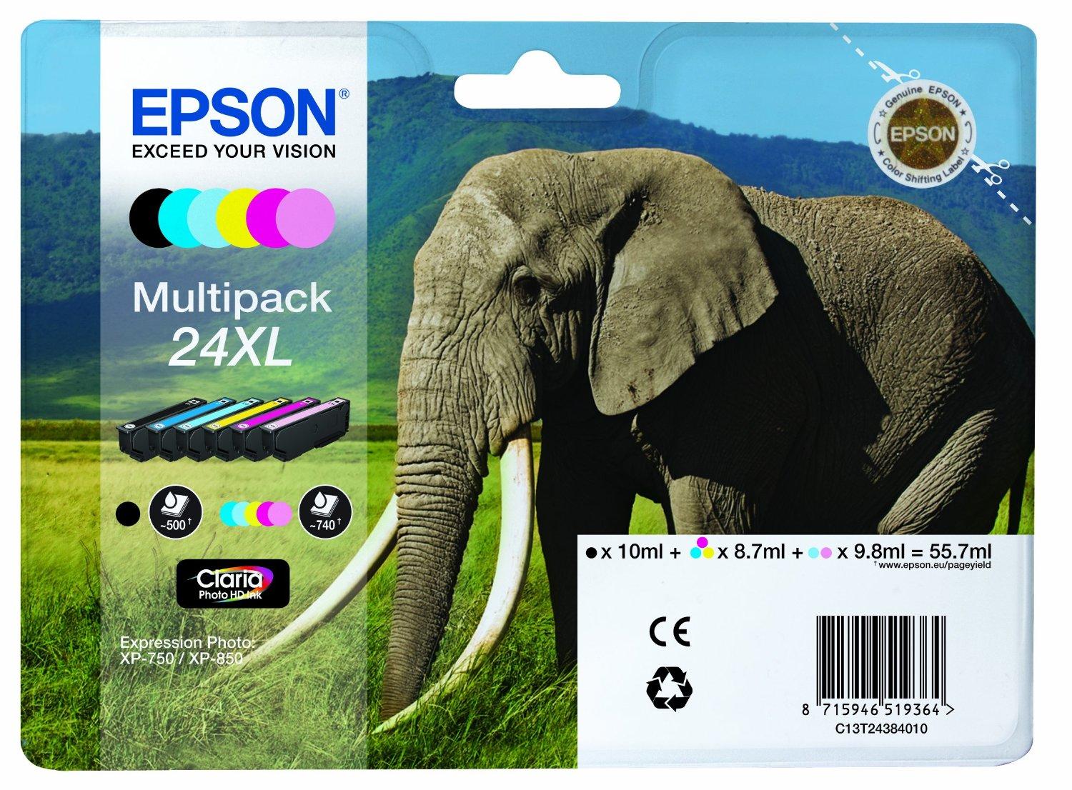 Multiplo inchiostro EPSON Serie fotografica 1x10,0 ml/5x8,7 ml, ''24XL'', etichetta RFAM!!