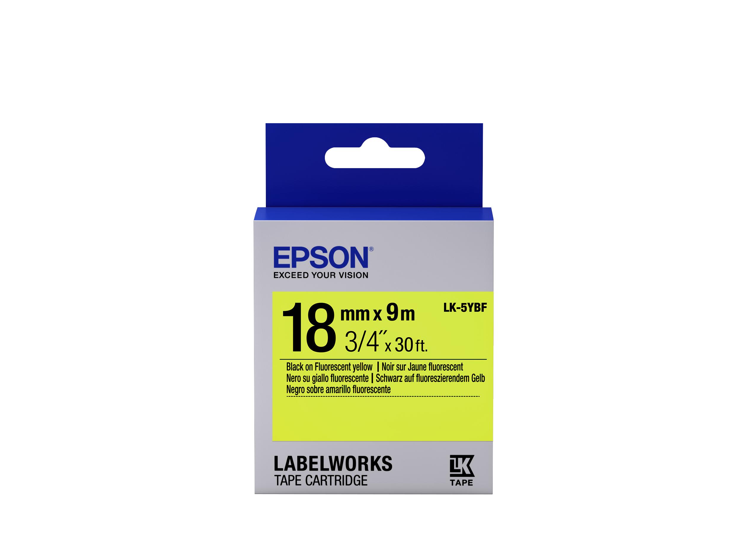 Epson Nastro fondo Fluorescente Giallo per testo Nero 18/9 LK-5YBF