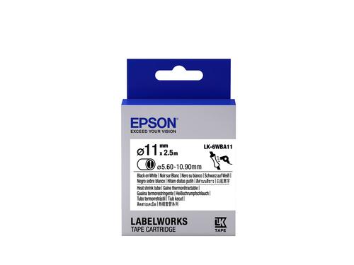 Epson Guaina Termorestringente Bianca per testo Nero, Heat Srink Tube D11mm/2,5 LK-6WBA11