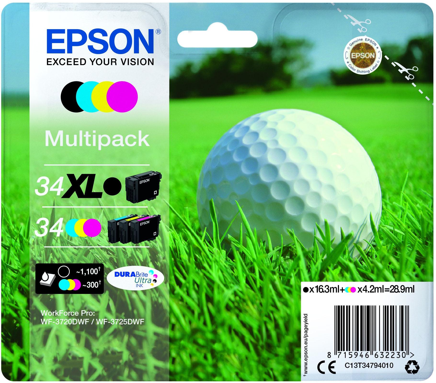 Epson Golf ball C13T34794010 cartuccia d'inchiostro 1 pz Originale Resa elevata [XL] Nero, Ciano, Magenta, Giallo (EPSON 34XL M