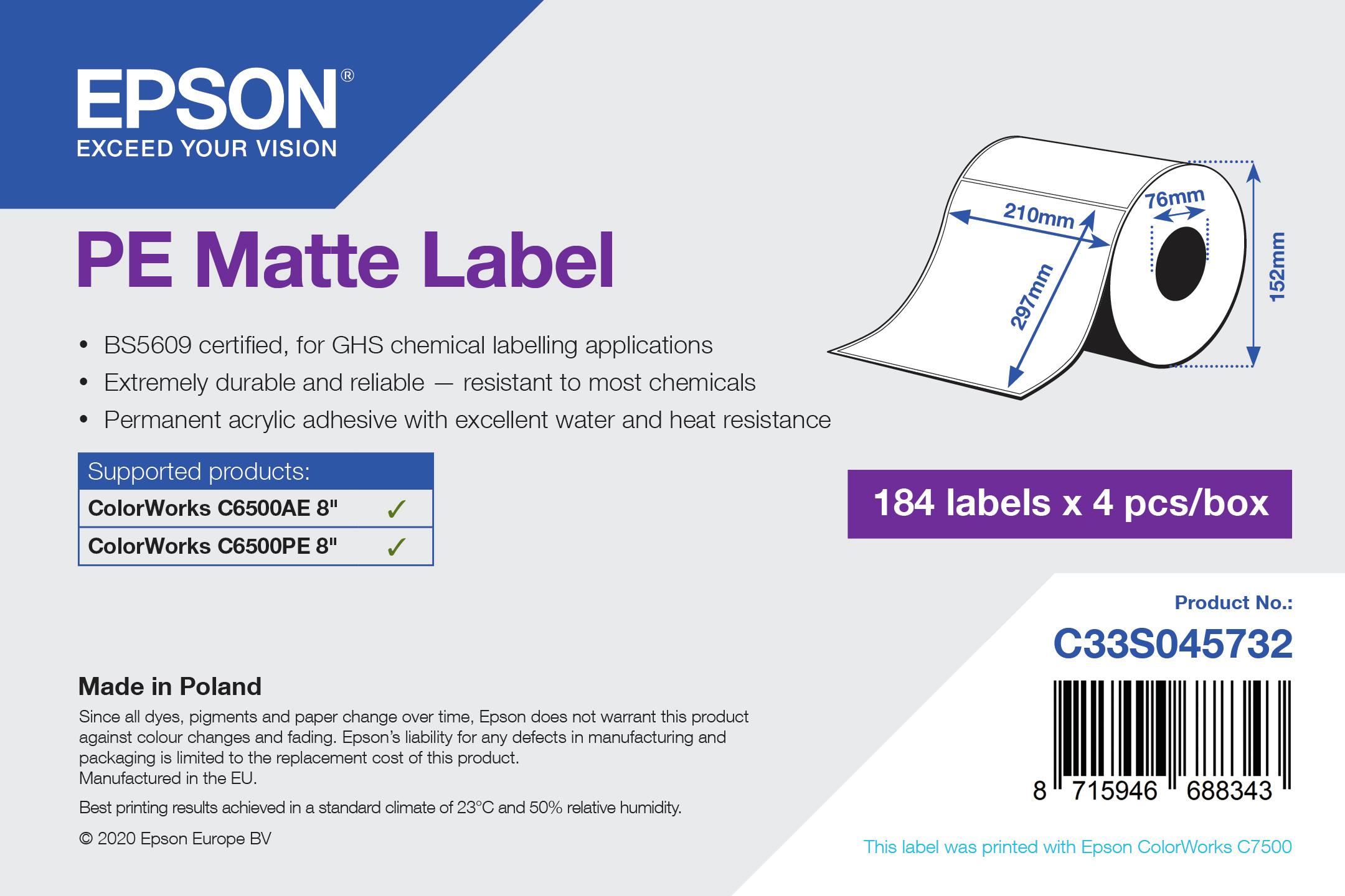 PE Matte Label-Die-Cut Roll-210mm x 297mm(1PZ)-EOL