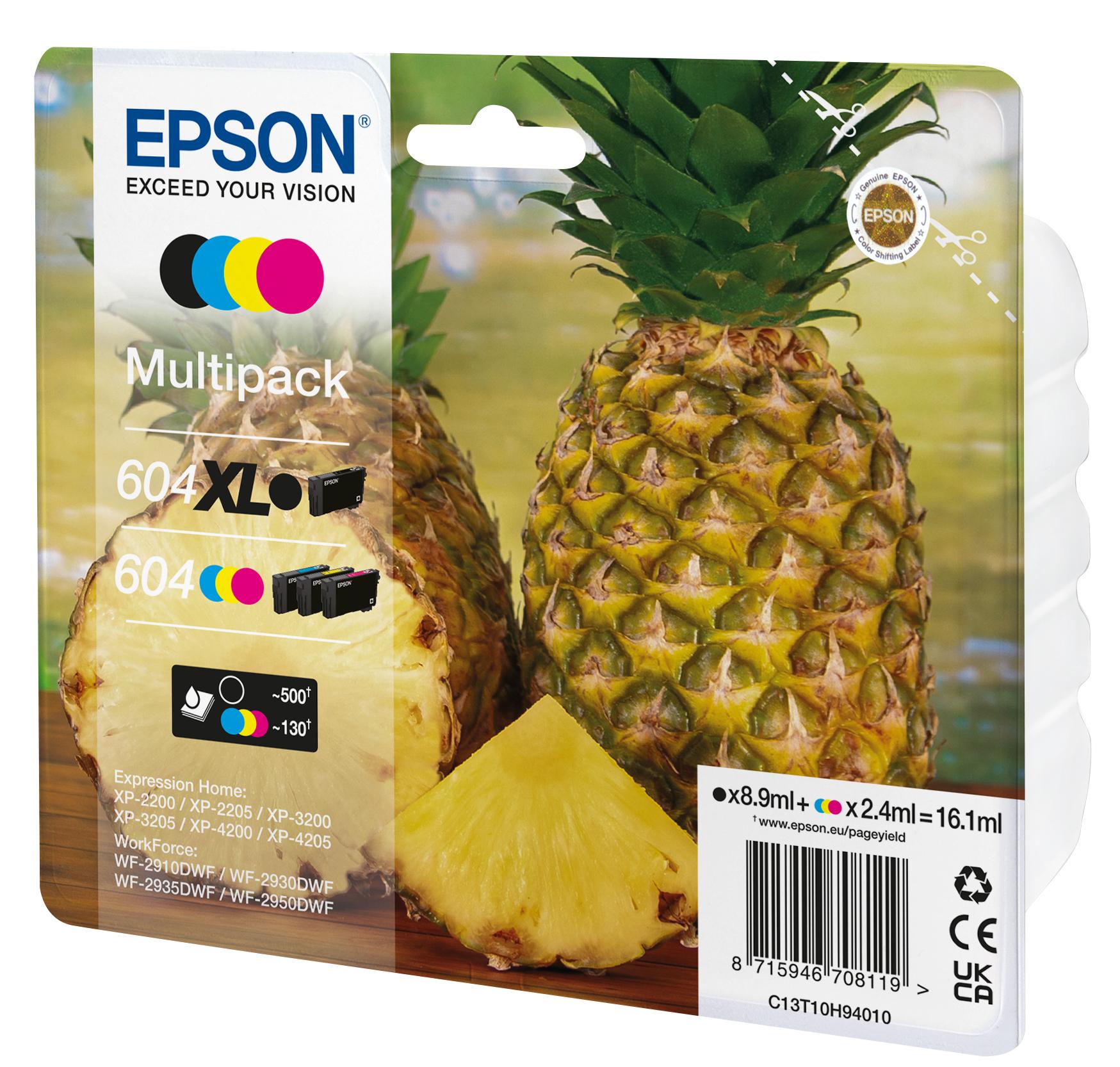 Epson 604XL cartuccia d'inchiostro 4 pz Originale Resa elevata XL Nero Ciano Magenta Giallo (Epson 604XL Multipack - 4 pakker -