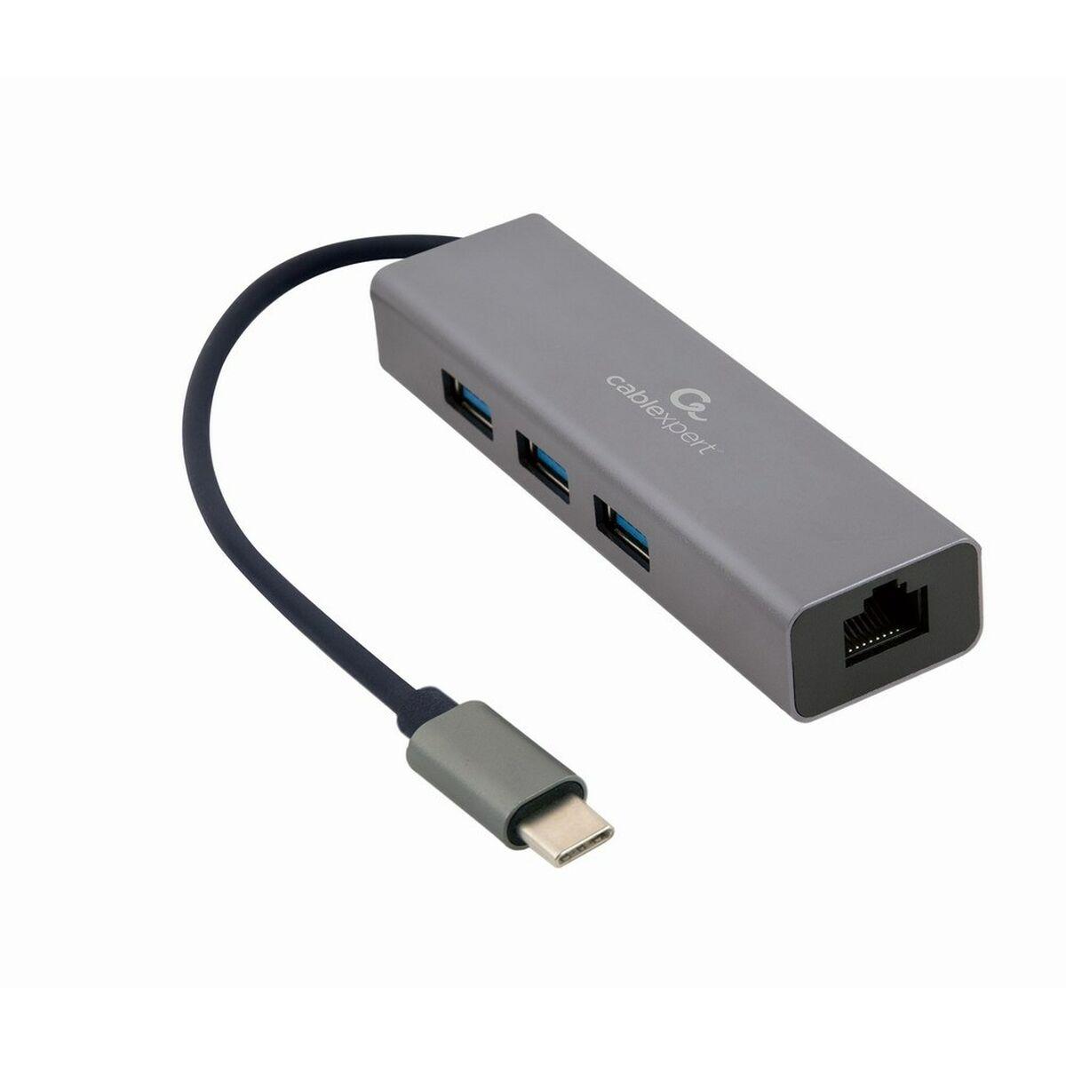 Adattatore di rete Gigabit USB-C CableXpert con 3 porte A-CMU3-LAN-01