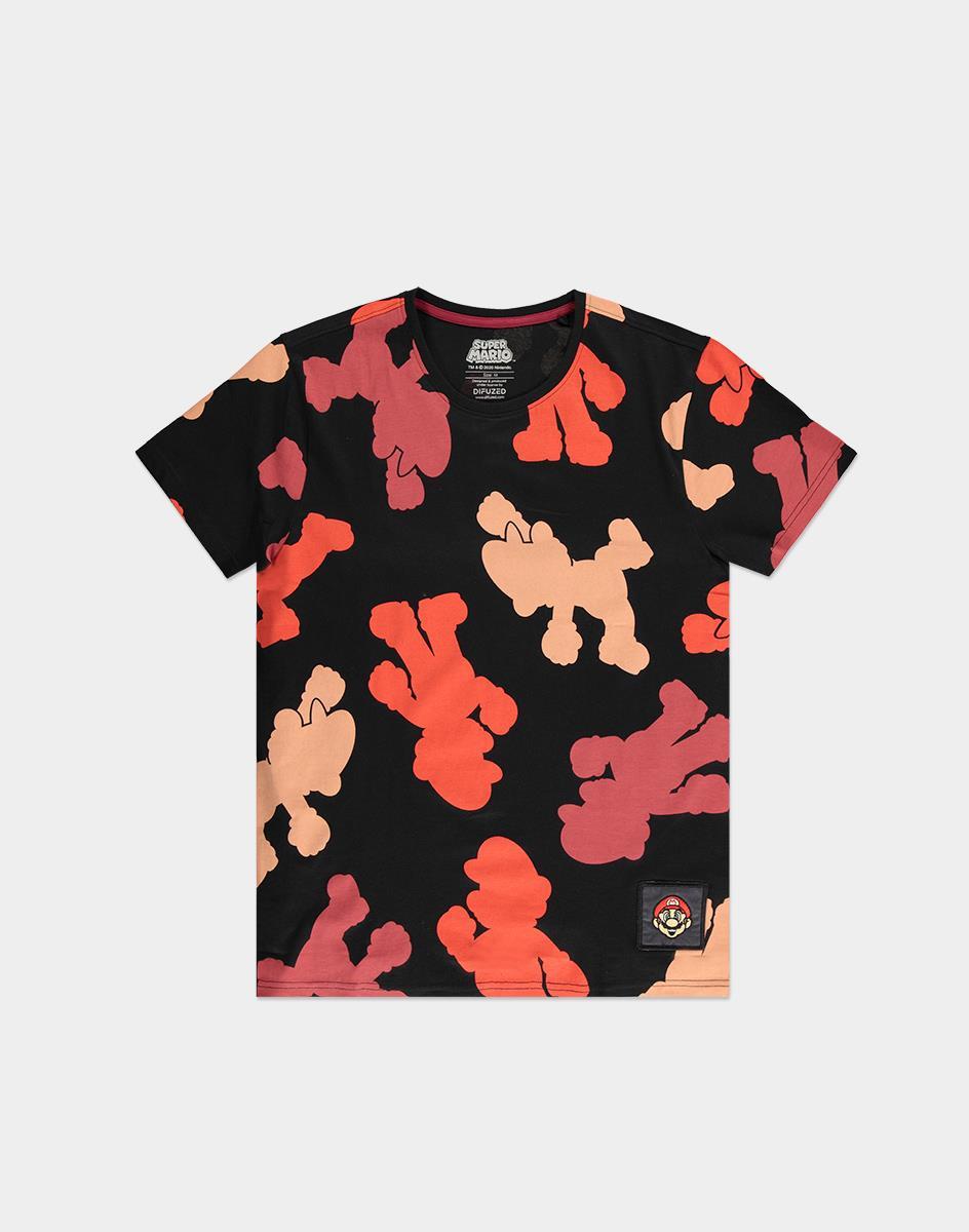 Nintendo Super Mario Maglietta Girocollo Manica corta (NINTENDO Super Mario Bros. Mario Colour Silhouette All-Over Print T-Shir