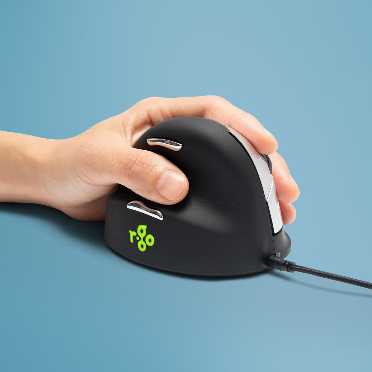 R-Go Tools RGOHELELA mouse Ufficio Mancino USB tipo A 3500 DPI (R-GO HE MOUSE ERGONOMIC BIG - LEFT HANDED CABLED)