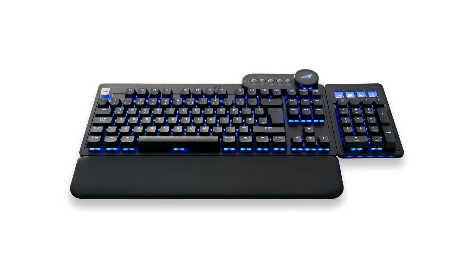 Mountain Everest Max Midnight Black - tastiera da gioco RGB con switch rossi di Cherry MX (Medianendock, USB -A Hub, Qwertz)