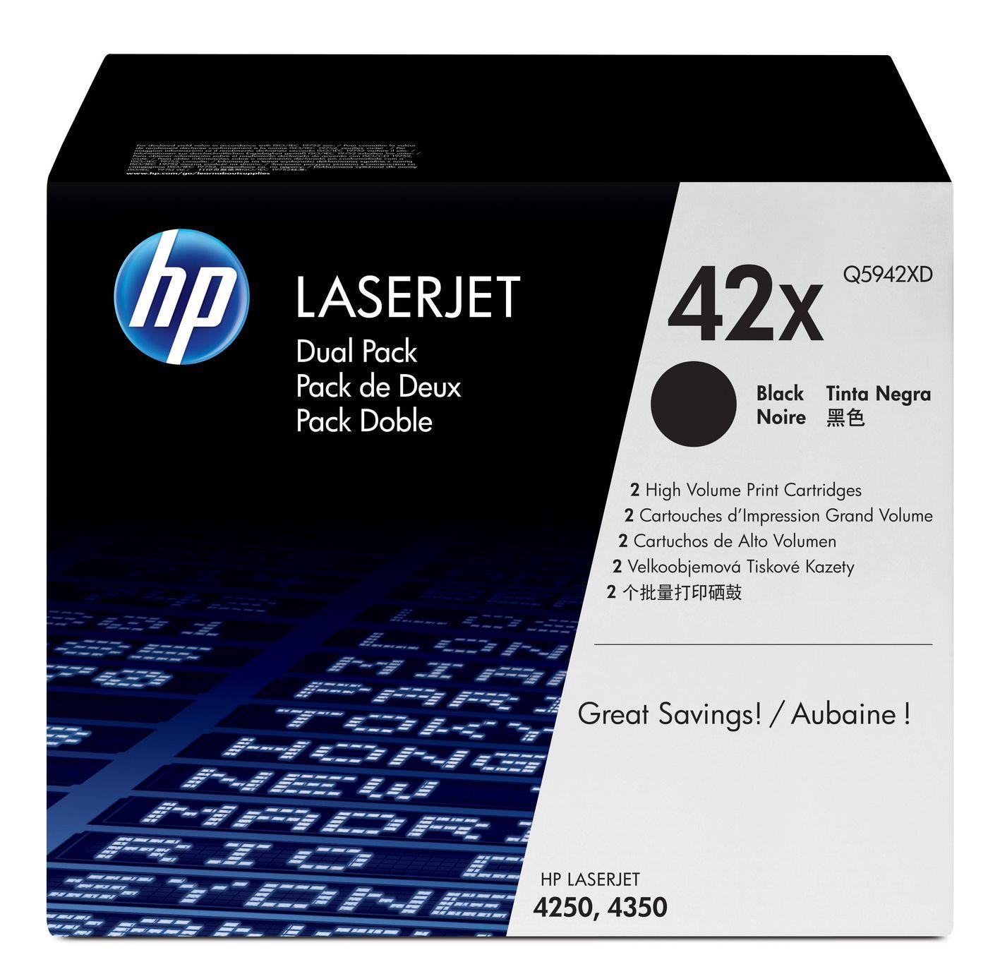 2 TONER CARTRIDGE H.PACKARD Q5942XD N.42X BLACK 40k