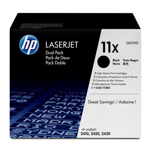 HP 11X 2-pack High Yield Black Original LaserJet Toner Cartridges cartuccia toner 2 pz Originale Nero